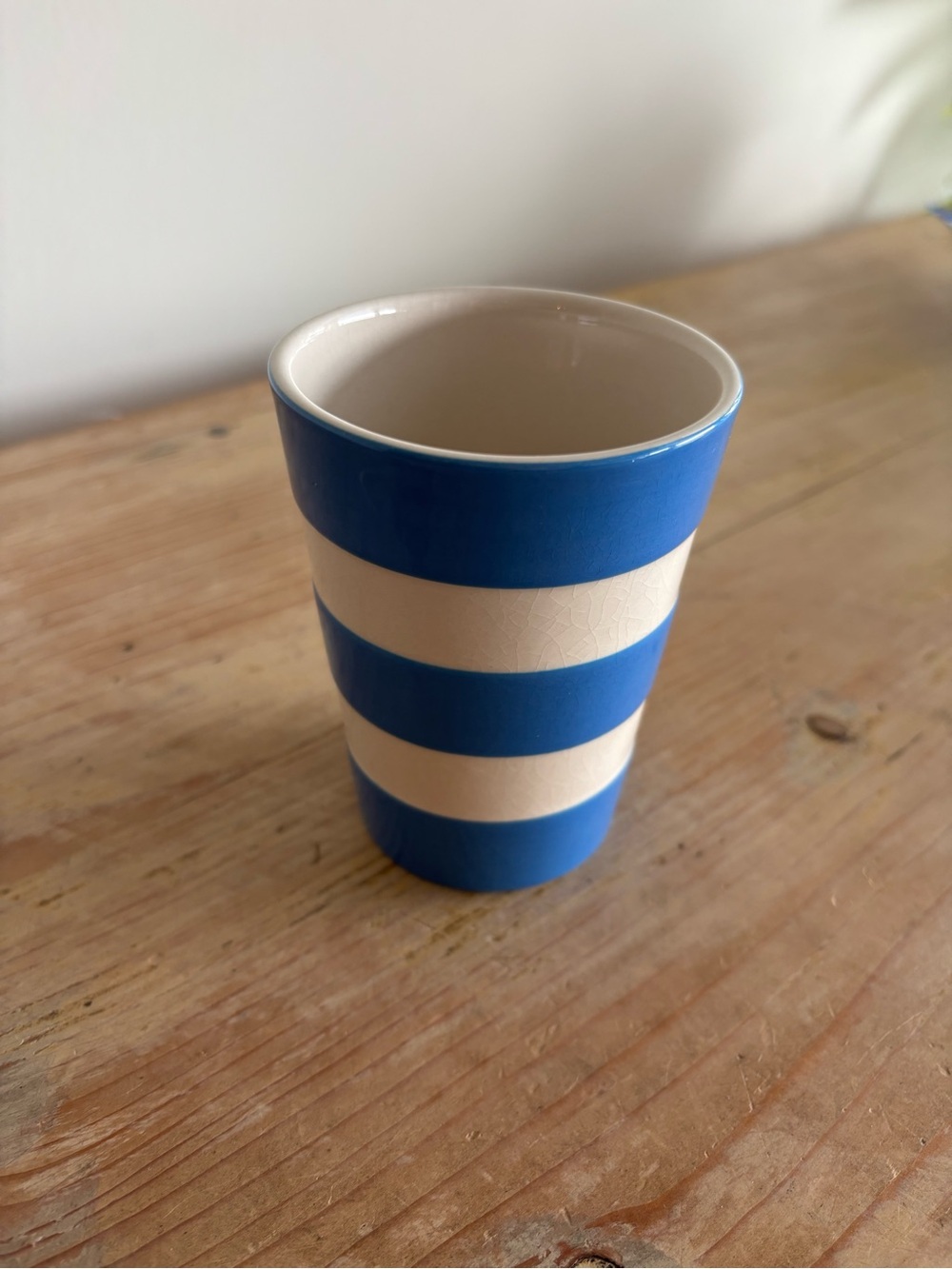 TG Green Cornishware Blue and Cream Striped Ceramic Tumbler